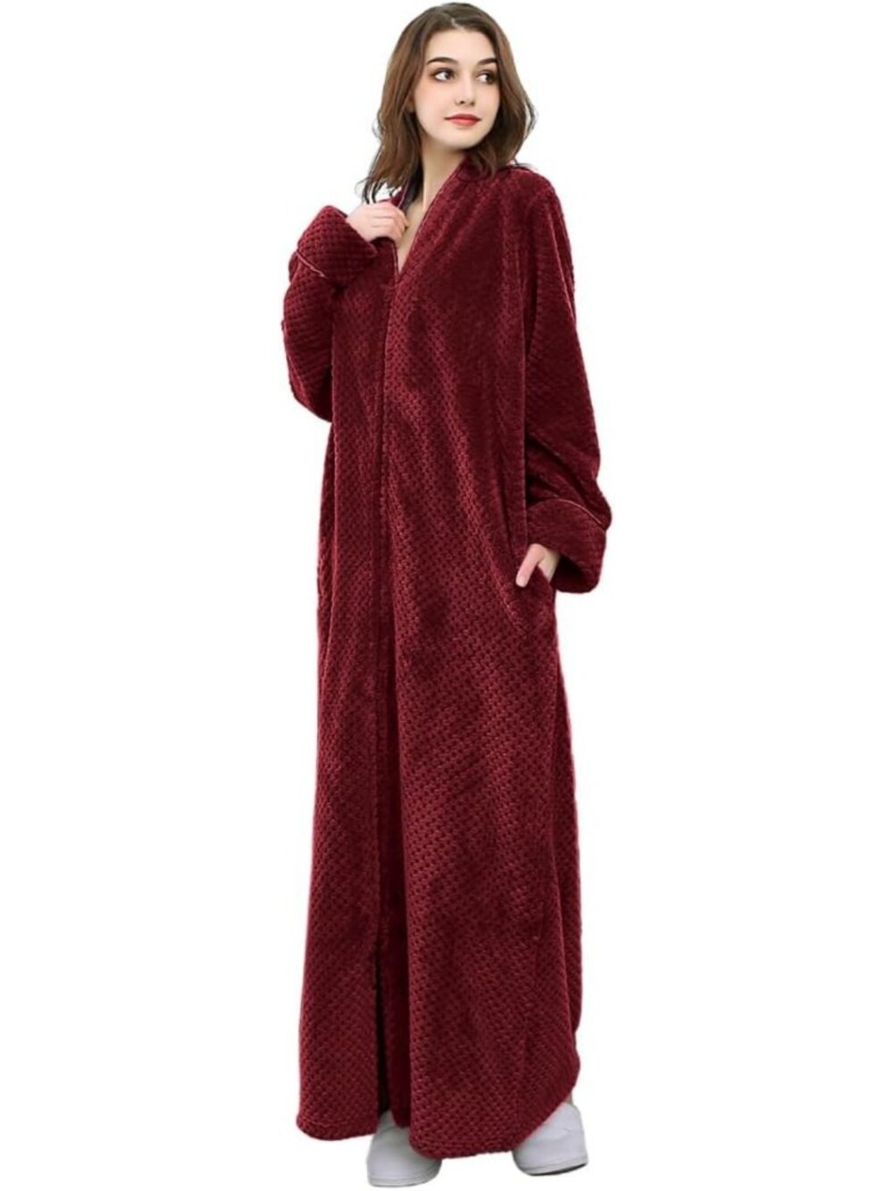 Cozy Plush Fleece Long Robe for Women | Warm Bathrobe for Home & Relaxation